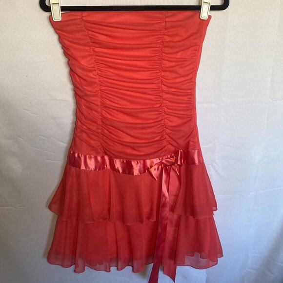 Y2k Ruffle Strapless Mini Dress Size Medium - Picture 1 of 11